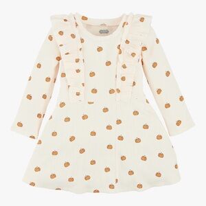 Mud Pie Ivory Dress with Orange Pumpkin Print